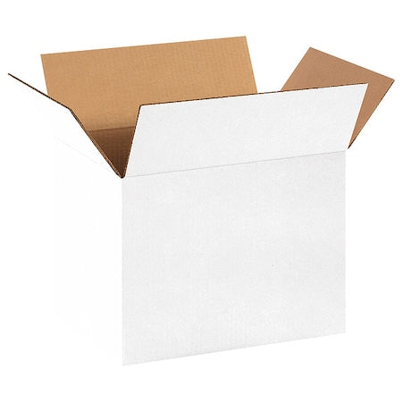 Corrugated Cardboard Storage Boxes, 14" L x 10" W x 10" H, White, Pack of 25, Foldable, Ships and Stores Flat