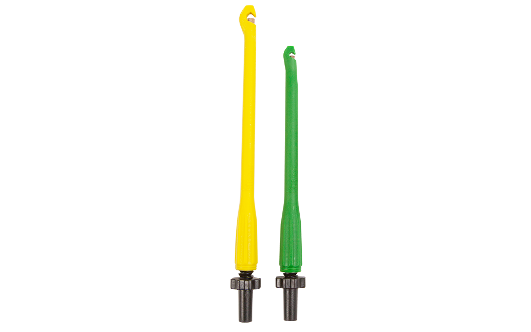 PPTK0003 Piercing Probe Kit probes are very sharp very suitable for piercing 4mm Banana Jack Yellow 8-18 gauge wires as the Green 20-28 gauge wires
Original Part #(PPPP01 and PPPP02)
- 1- Yellow 4mm Banana Jack 8-18 gauge wires
- 1 – Green 4mm Banan