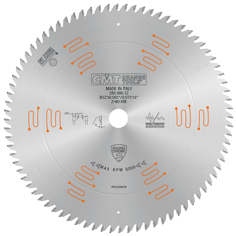 FINE FINISHING SLIDING COMPOUND BLADE
285.680.12
APPLICATION:for fine finish crosscuts. The 5° negative hook angle limits splintering and “climbing”.
 
MACHINES: radial arm saws and sliding compound miter saws.
 
MATERIAL: soft/hardwood, plywood and lam