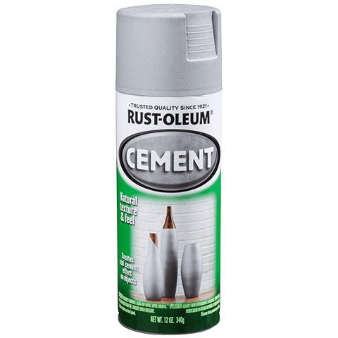 Rust-Oleum Cement Paint is an innovative paint that provides the natural look and feel of cement in an aerosol. Cement paint transforms any object to look as if it is made of cement.
Cement finish in aerosol spray
Eliminates heavy, messy concrete mixes