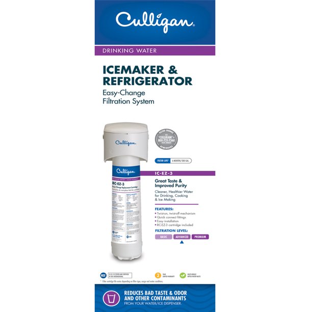 The Culligan IC-EZ-4 Refrigerator Water Filter allows you to filter the water in your refrigerator's icemaker and water dispenser, so that you'll always have clean and delicious water for drinking and cooking. The Culligan IC-EZ-4 icemaker filter offers