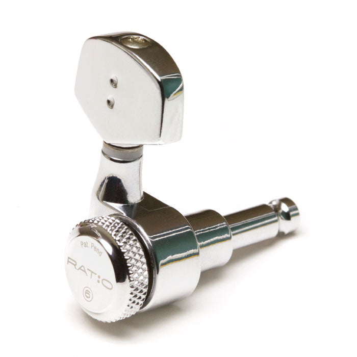 The PRL-8311, 8322, 8331, 8341 are a right-handed sets of Locking RATIO® Calibrated Machine Heads for electric guitar that use 3 x 3 tuners, such as Gibson style and PRS style guitars.
A great upgrade over a single gear machine heads, such as Grover, Sch