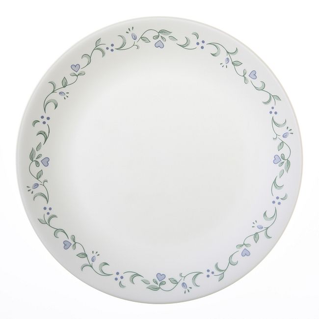 Periwinkle-blue blossoms and hearts embellish this dinner plate with petal-soft color. The lacy vines and classic coupe shape add a grace note to everyday meals and festive gatherings.
Nothing-else-like-it, triple-layer-strong glass highly resists chips