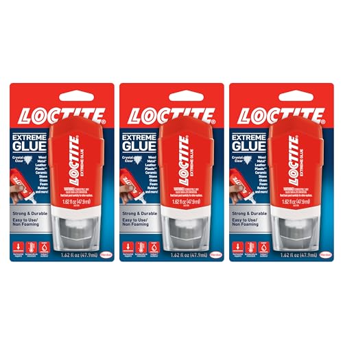 Loctite Extreme Glue, Strong All Purpose Glue for Wood, Metal, Leather, Plastic, & More - Dries Clear - 1.62 oz Tube, 3 Pack