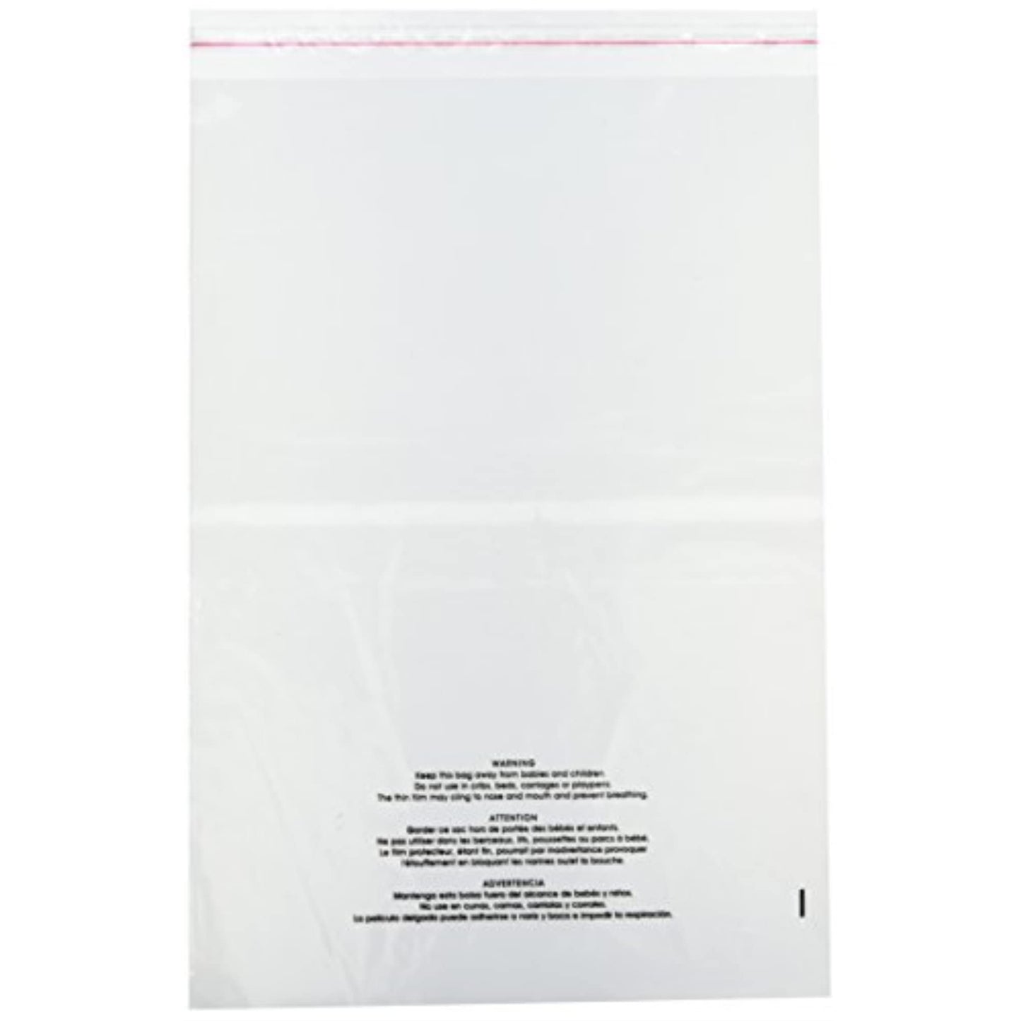 Uline 14" x 20" Self Seal Poly Bags with Suffocation Warning, Easy Peel and Stick Clear, 1.5 mil (S-19132) 100 count