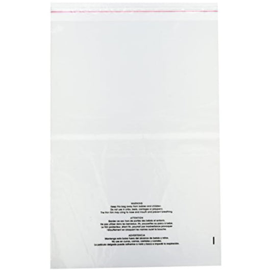 Uline 14" x 20" Self Seal Poly Bags with Suffocation Warning, Easy Peel and Stick Clear, 1.5 mil (S-19132) 100 count