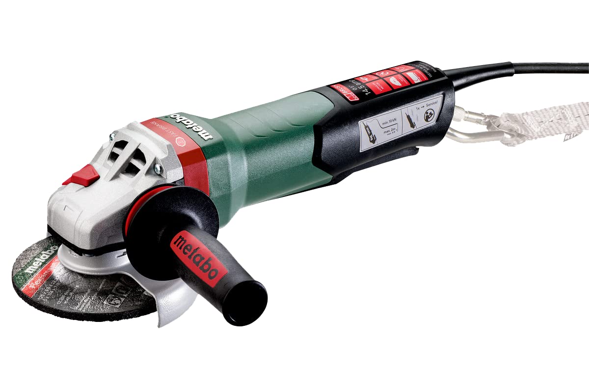 Metabo 6-Inch Angle Grinder, 14.5 Amp, 9,600 RPM, Electronics, Non-locking Paddle Switch, Mechanical Brake, M-Brush, Auto-Balance, Drop Secure, WEPBA 19-150 Q DS M-BRUSH, 613117420, Green