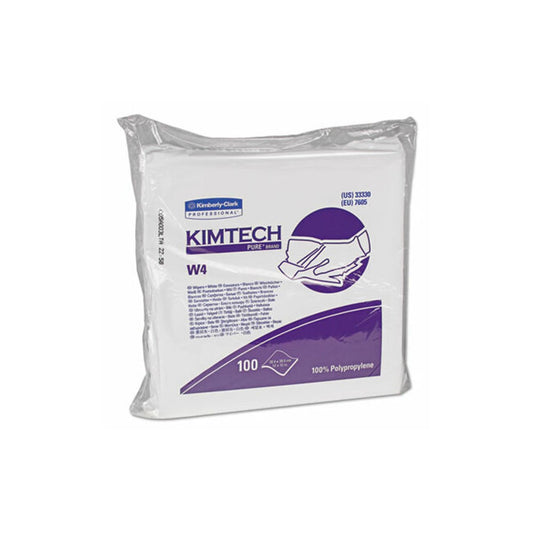 Kimberly-Clark 33330 Kimtech Pure W4 Dry Wipers, Flat, 12 X 12, White, 100/pack, 5 Packs/carton