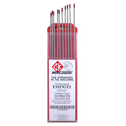 CK T3327GT2 2% Thoriated Tungsten Electrode 3/32" X 7", 10 pack