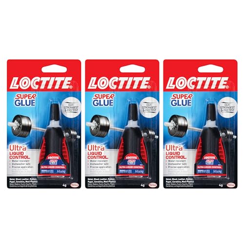 Loctite Super Glue Ultra Liquid Control, Clear Superglue, Cyanoacrylate Adhesive Instant Glue, Quick Dry - 4 g Bottle, 3 Pack