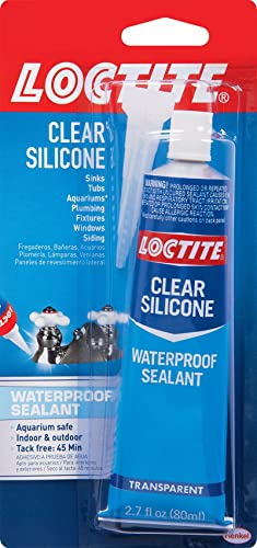 Loctite Silicone Sealant, Clear, 2.7 fl oz Tube, 6 Pack - 100% Waterproof Sealant for Glass, Ceramic, Wood, Plastic & More