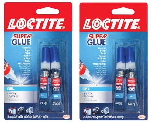 Loctite Super Glue Gel Tube, Clear Superglue for Plastic, Wood, Metal, Crafts, & Repair, Cyanoacrylate Adhesive Instant Glue, Quick Dry - 0.07 fl oz Bottles, Pack of 2
