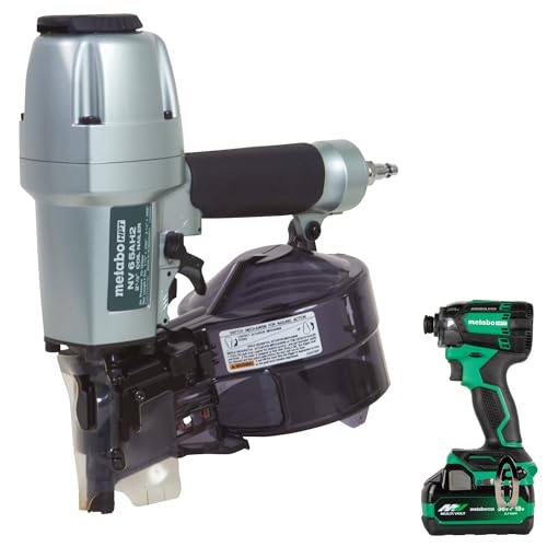 Metabo HPT Pneumatic Siding Nailer + 18V Impact Driver Pro Bundle Kit, 2-1/2 Inch Coil Siding Nailer with BONUS 18V Triple Hammer Impact Driver Kit, KNV65AH2