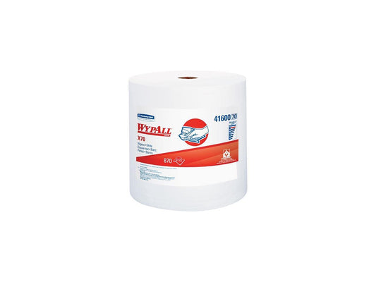 Kimberly-Clark 41600 White WYPALL X70 Wipers, Jumbo Roll, 870 Sheet, 12.5" W x 13.4" L