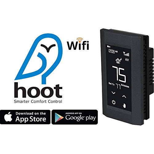 KING K901-B Hoot WiFi Line Voltage Smart Programmable Thermostat, 120/208/240V, Single Pole, 3-Wire, Black