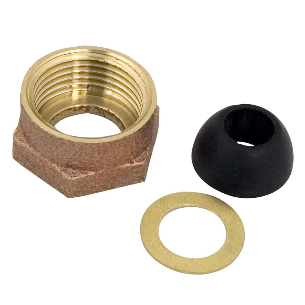 Jones Stephens 7/8" x 1/2" Brass Ballcock Coupling Nut, Includes Cone Washer and Friction Ring