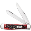 Case XX WR Pocket Knife Trapper With Genuine Bone Handle, Stainless Steel Blade(s), Length Closed: 4 1/8 Inches (Crimson Bone)