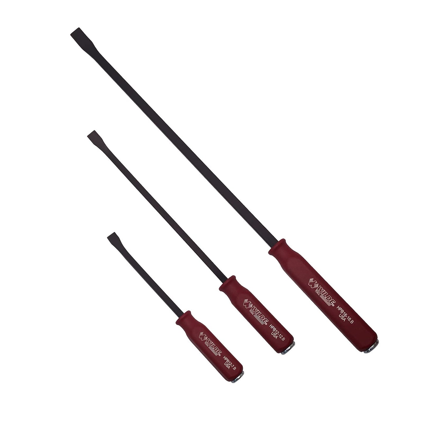 Wilde Tool HPB3-SQ.B/HTHC 3-Piece Hard Cap Pry Bar Set - 12", 17" & 25" Bars