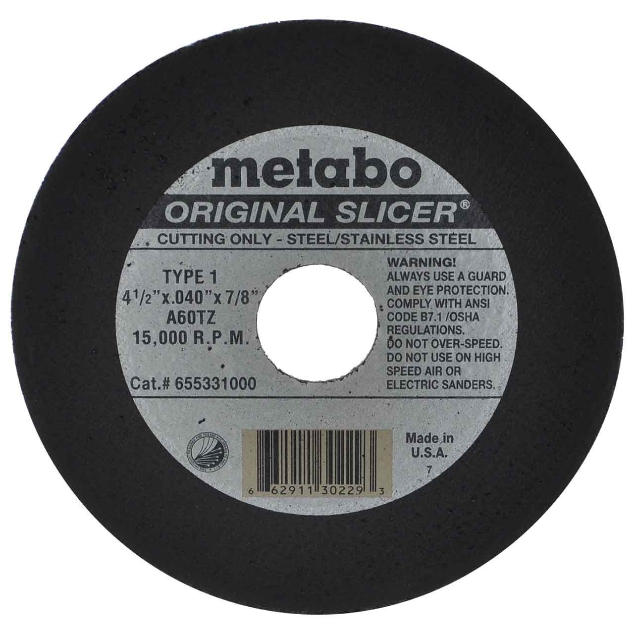 Metabo Slicer Cut Off Wheel 4-1/2" X .040 Box Of 100