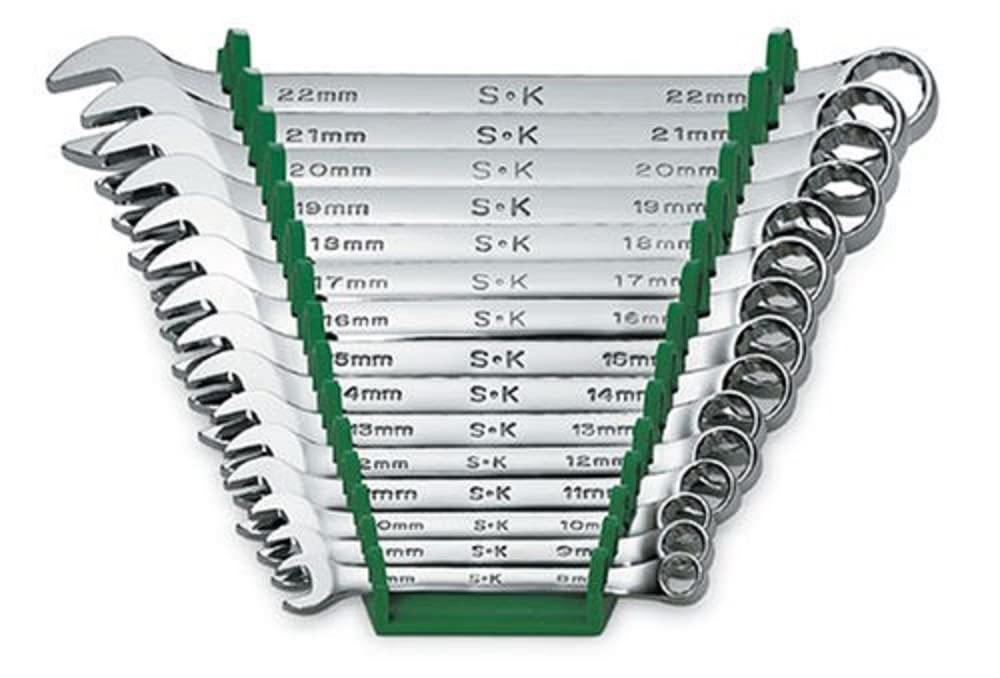 SK Tools USA 15 Piece, Regular, 12 Point, Metric SuperKrome? Combination Wrench Set" 8MM - 22MM | 86265