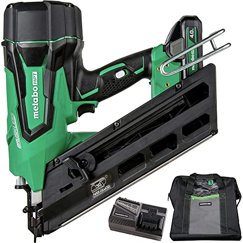 Metabo HPT Cordless 18V MultiVolt? Framing Nailer Kit | Accepts 2-Inch to 3-1/2-Inch Clipped & Offset Round Paper Nails | 1-18V 4.0Ah Li-Ion Battery w/Fuel Gauge | Lifetime Tool Warranty | NR1890DCST