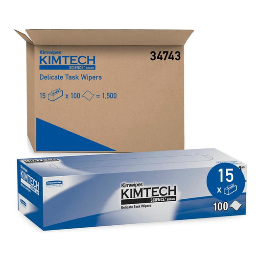 Kimberly-Clark 34743 Professional Kimwipes Delicate Task Wipers, 3-ply, White, 11.8" Width, 11.8" Length, Pack of 15