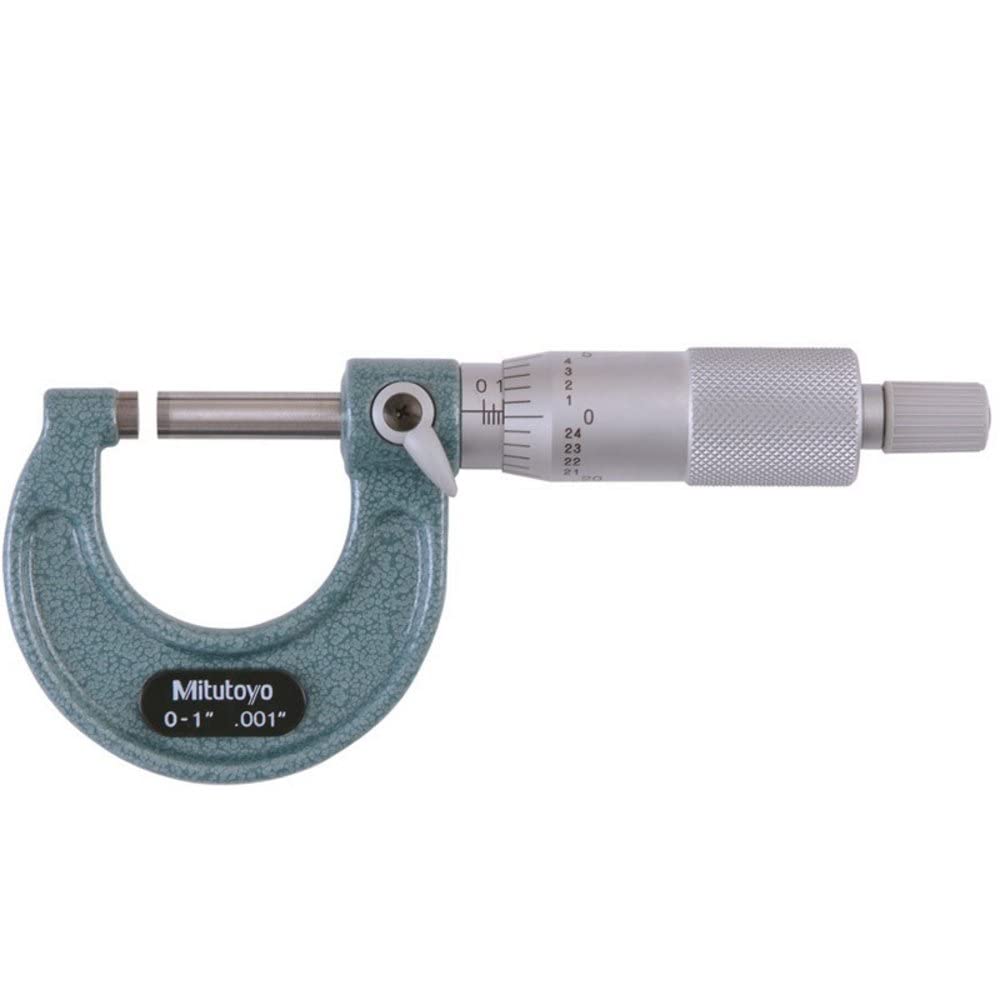 Mitutoyo 103-177 Outside Micrometer, Baked-enamel Finish, Ratchet Stop, 0-1" Range, 0.001" Graduation, +/-0.0001" Accuracy