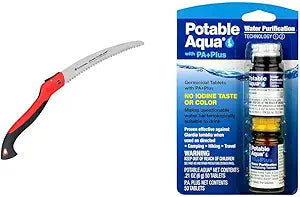 Corona Tools 10-Inch RazorTOOTH Folding Saw | Pruning Saw Designed for Single-Hand Use & Potable Aqua Water Purification Tablets with PA Plus, Portable and Effective Solution for Camping