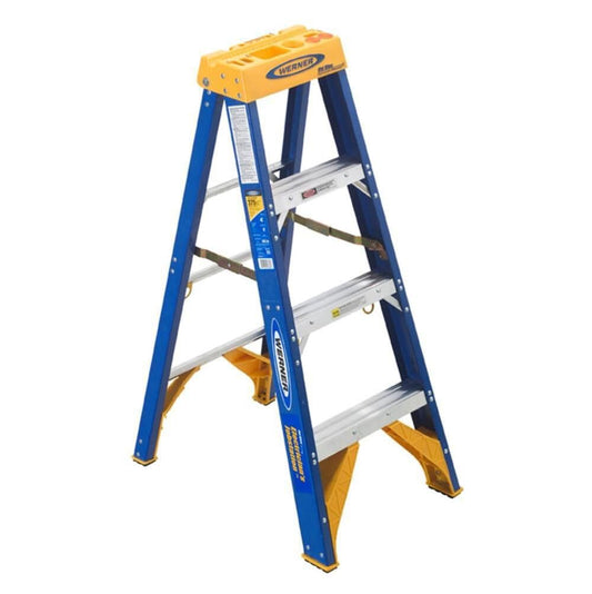 Werner OBEL04 Old Blue Electricians 375-Pound Duty Rating Fiberglass Stepladder/Job Station, 4-Foot