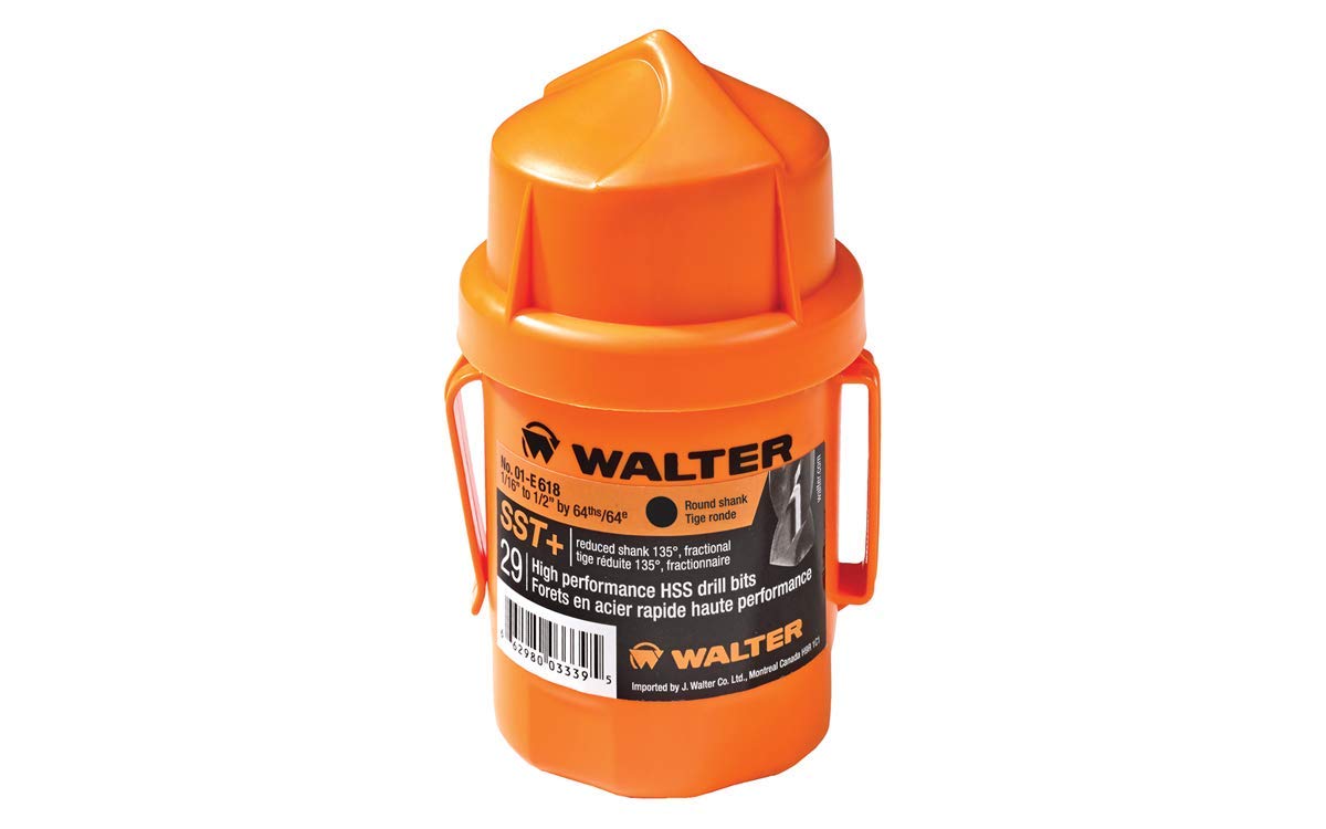 Walter Surface Technologies 01E618 29-Piece Jobber's Length Bits - Round Shank SST+ Drill Bit Set. Drilling Tools and Accessories,Orange