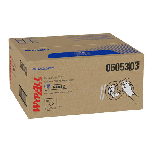 Kimberly-Clark 06053 White WYPALL X50 Foodservice Wipers, 12.5" W x 23.5" L (Pack of 200)