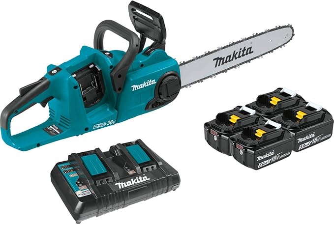 Makita XCU04PT1 36V 18V X2 LXT  Brushless 16" Chain Saw Kit with 4 Batteries 5.0Ah