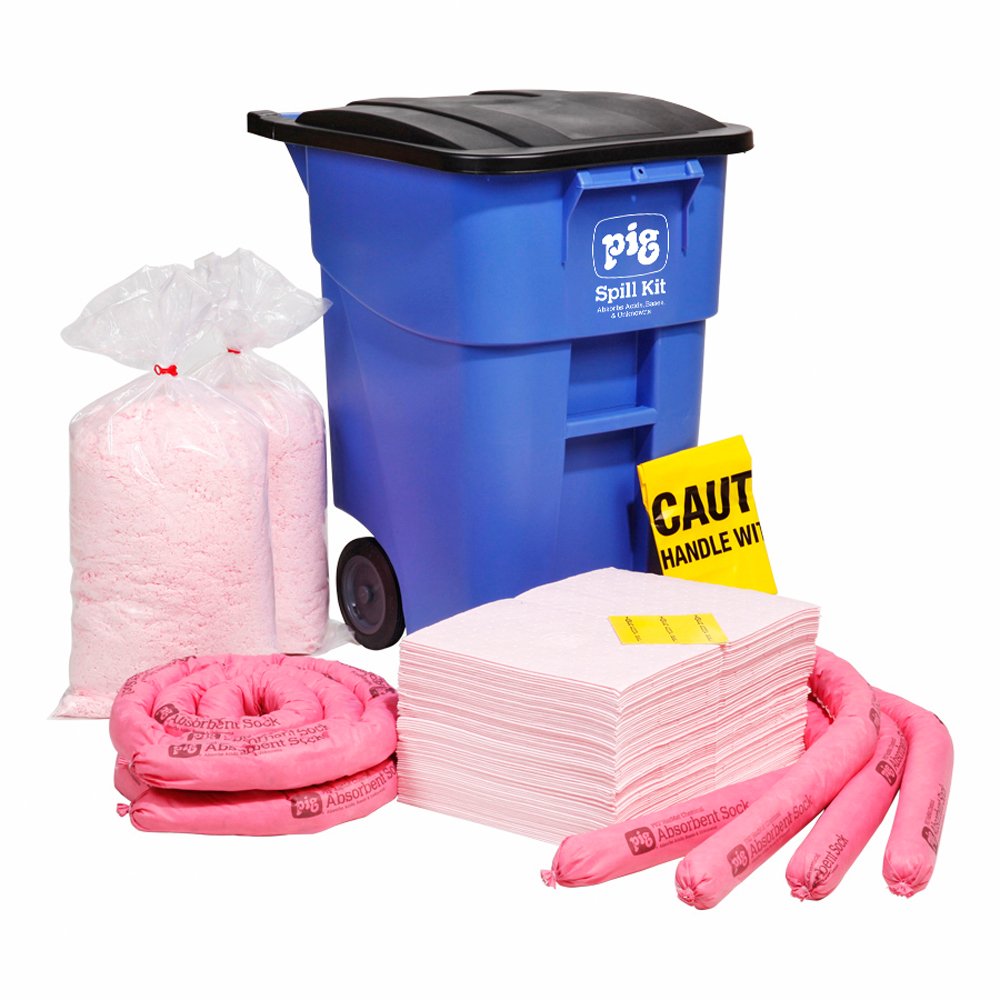New Pig Corporation Hazmat Spill Kit in Large Mobile Container by New Pig, Absorbs Hazardous Chemicals - Acids, Bases & Unknowns, 34-Gal Absorbency, Wheeled Mobile Kit, KIT359