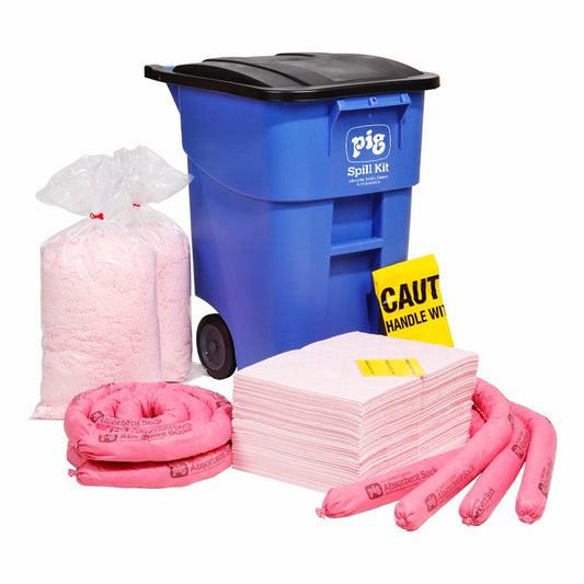 New Pig Corporation Hazmat Spill Kit in Large Mobile Container by New Pig, Absorbs Hazardous Chemicals - Acids, Bases & Unknowns, 34-Gal Absorbency, Wheeled Mobile Kit, KIT359