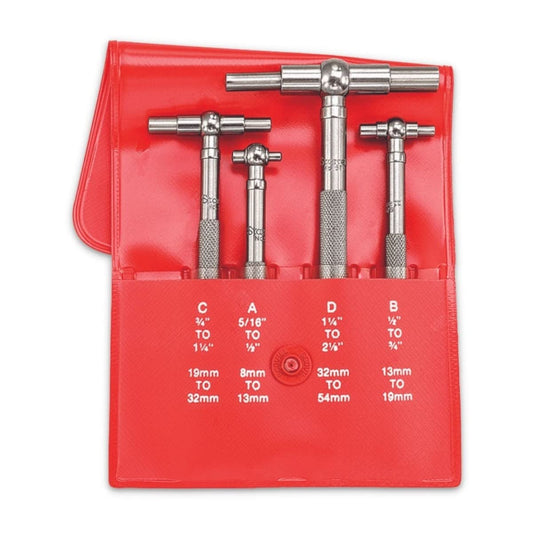 Starrett Telescoping Gage Set, Self-Centering with Two Arms - for Determining True Size of Holes, Slots, Recesses - 5/16" - 2-1/8" Range, 2-3/8" - 12" Handle Length - S579GZ