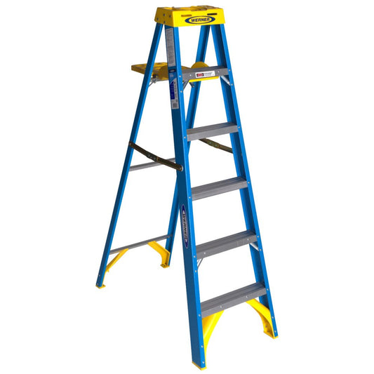 Werner Ladder 6006S Type I Fiberglass Stepladder, 6 Ft.
