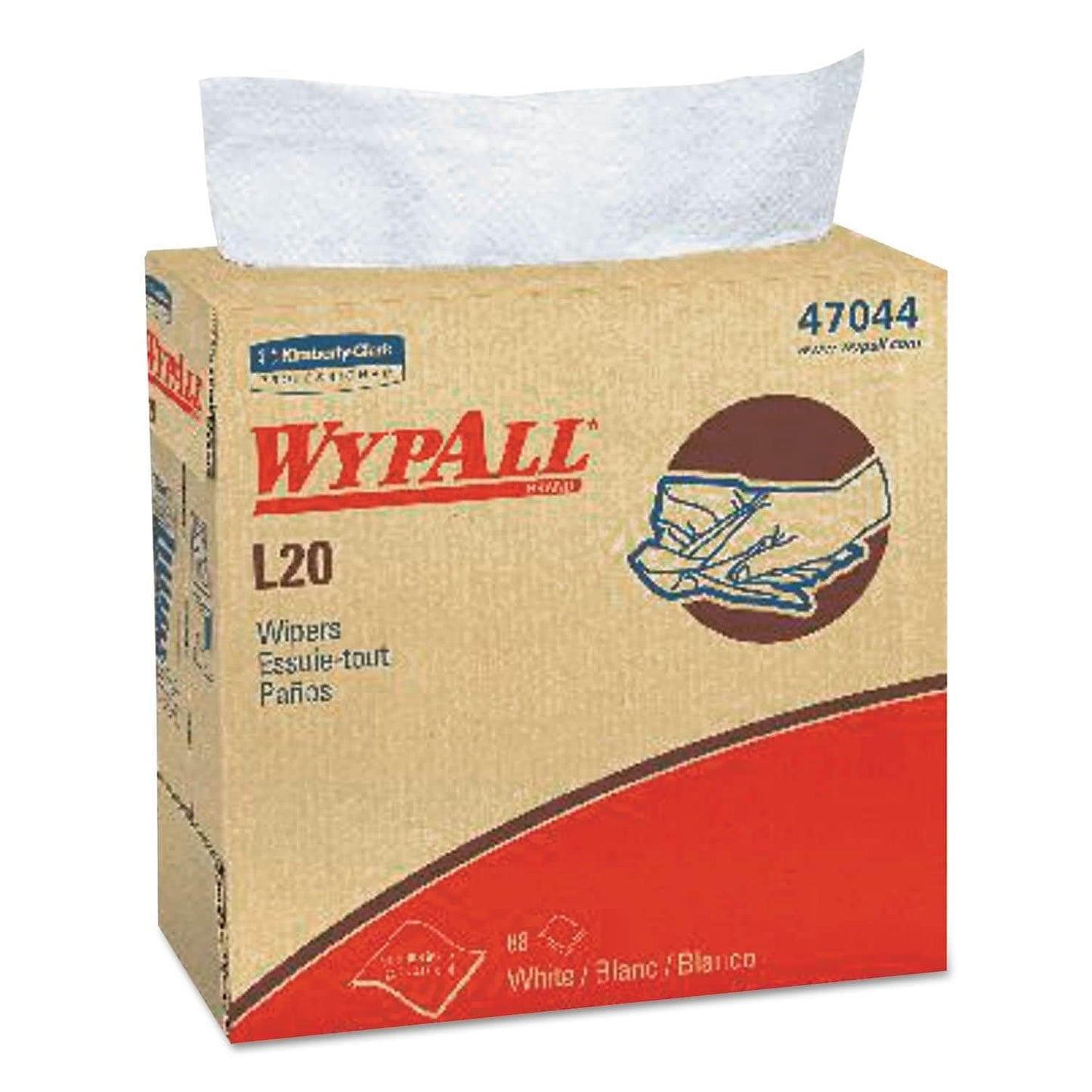 WypAll® L20 Wipers - 9.75"x16.5" White kimtowel Wipes 4 ply 88/Box