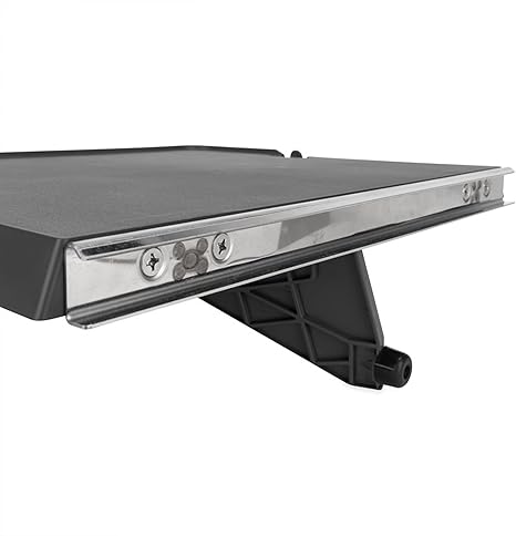 Camco RV Rail Mount Table, 16 ?-Inches x 12 3/16-Inches | Hangs on Your RV's Exterior Grill Rail | Provides a Flat Surface for Eating, Food Prep and Utensils (58175)|Charcoal Gray