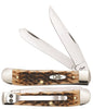 Case WR XX Pocket Knife Amber Bone Trapper Peachseed Jig W/Clip Item #6540 - (6254C SS) - Length Closed: 4 1/8 Inches