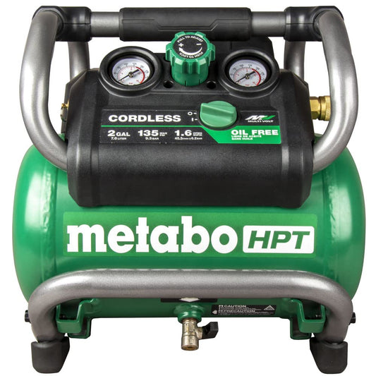 Metabo HPT 36V MultiVolt Cordless Air Compressor | Tool Only, No Battery | Brushless Motor | 135 Max PSI | 2-Gallon Capacity | 27.3 Lbs. | Optional AC Adapter | EC36DAQ4 Green