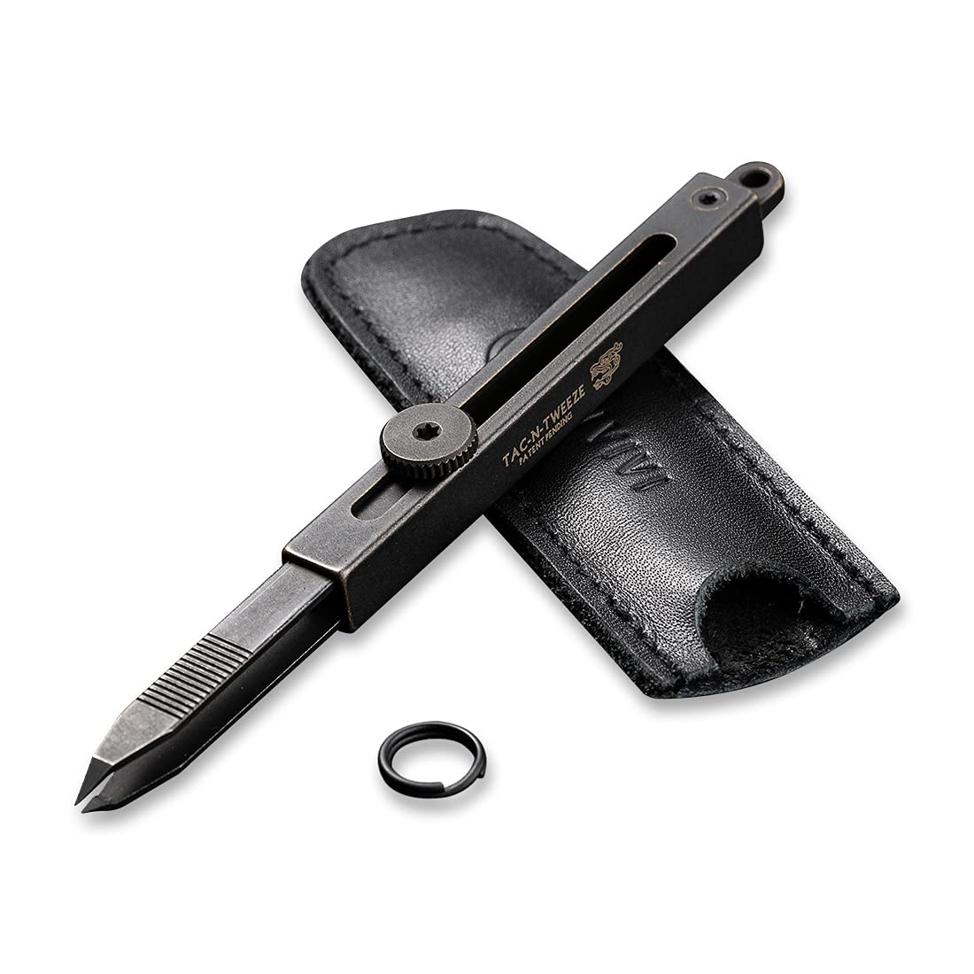 CIVIVI Precision Tweezers for Splinters, Retractable Tweezers with Leather Sheath for Men EDC Easy Keychain Carry, Tac-N-Tweeze Tweezers Designed By Bob Terzuola C19062B-A