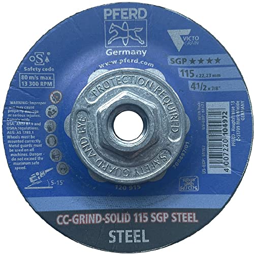 PFERD 61171 4-1/2" CC-GRIND-SOLID - 5/8-11 Thread - SGP STEEL VICTOGRAIN (10pk)