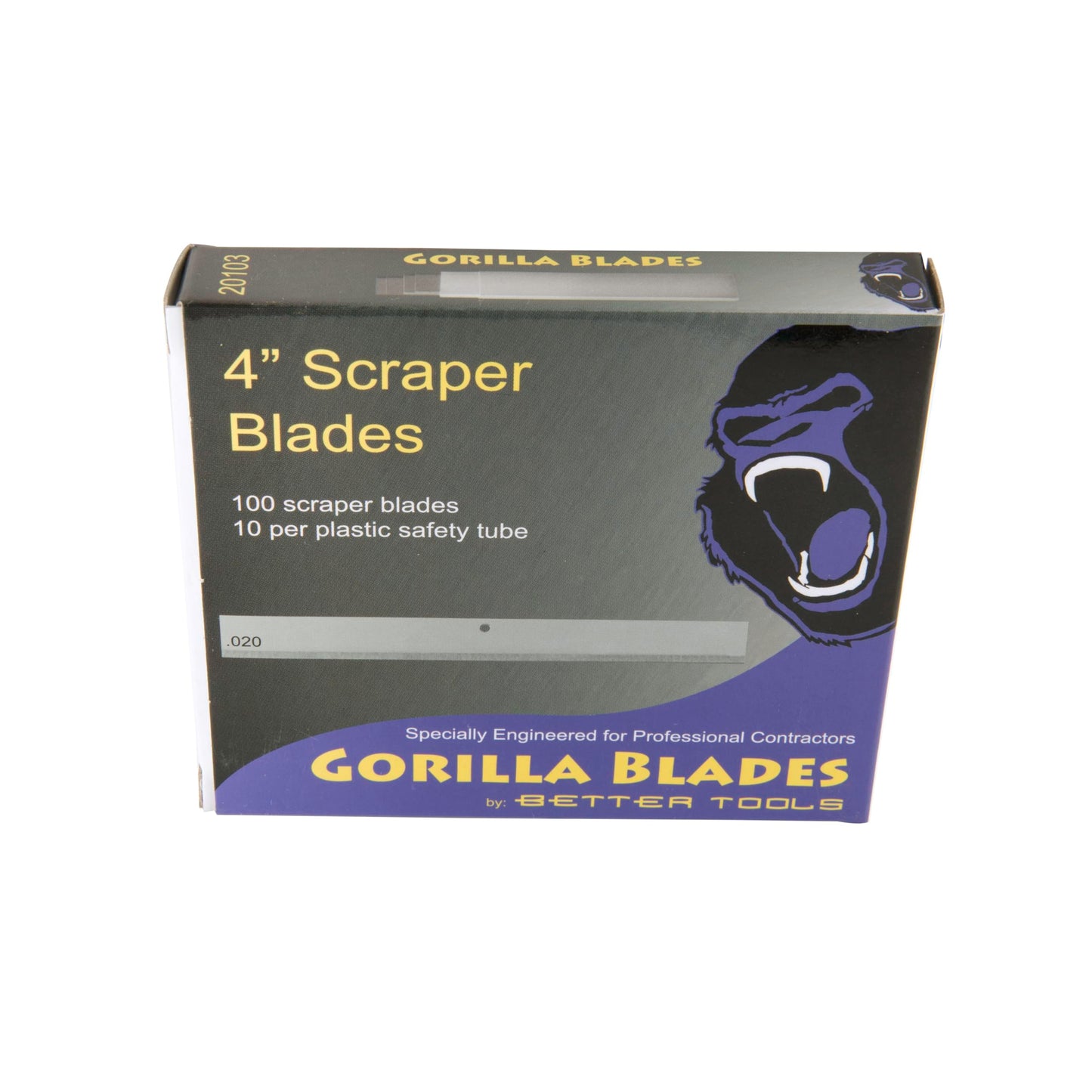 Better Tools 4" Scraper Blades -100 Blades/Box - 10 Blades/Tube