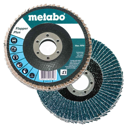 Metabo 629482000 4.5" x 7/8" Flapper Plus Abrasives Flap Discs 60 Grit, 10 pack