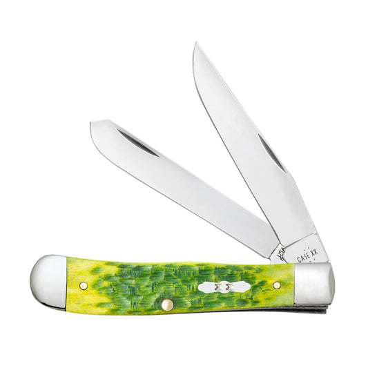 Case XX Pocket Knife TRAPPER - GREEN APPLE BONE PEACH SEED JIG Item #27860-6254 SS - Length Closed: 4 1/8Inches