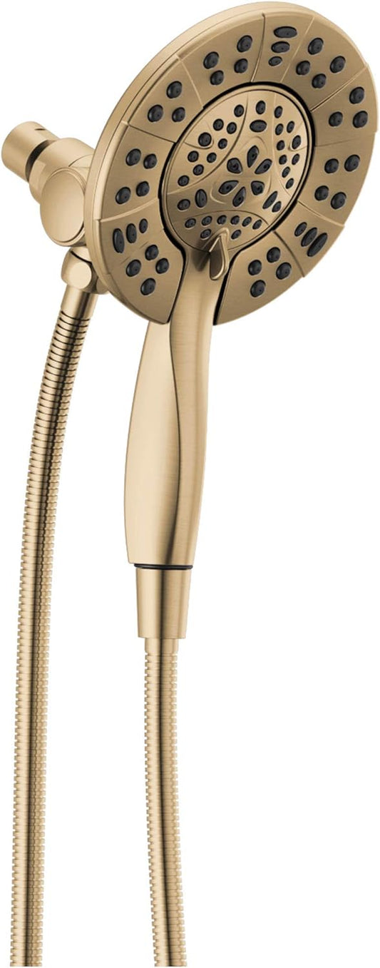 Delta Faucet 4-Spray In2ition Dual Shower Head with Handheld Spray, Gold Shower Head with Hose, Showerheads & Handheld Showers, Handheld Shower Heads, Champagne Bronze 58499-CZ