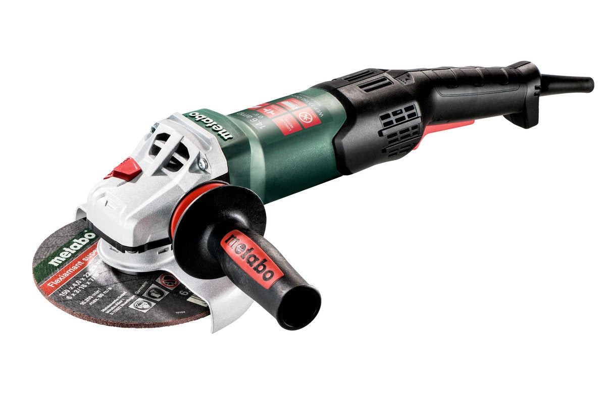 Metabo 6-Inch Angle Grinder, 9,600 RPM, 14.5 Amp with Electronics, Non-Lock Paddle Switch, Rat Tail, Made in Germany, WEP 17-150 Quick RT, 601078420, Green