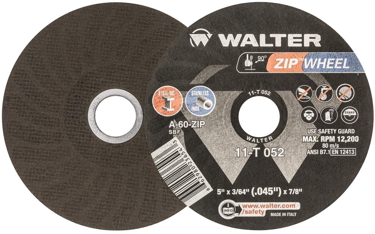 Walter Zip Wheel? Cut-Off Wheel, 5" X 3/64" X 7/8'' T1, Pack of 25 (11T052)