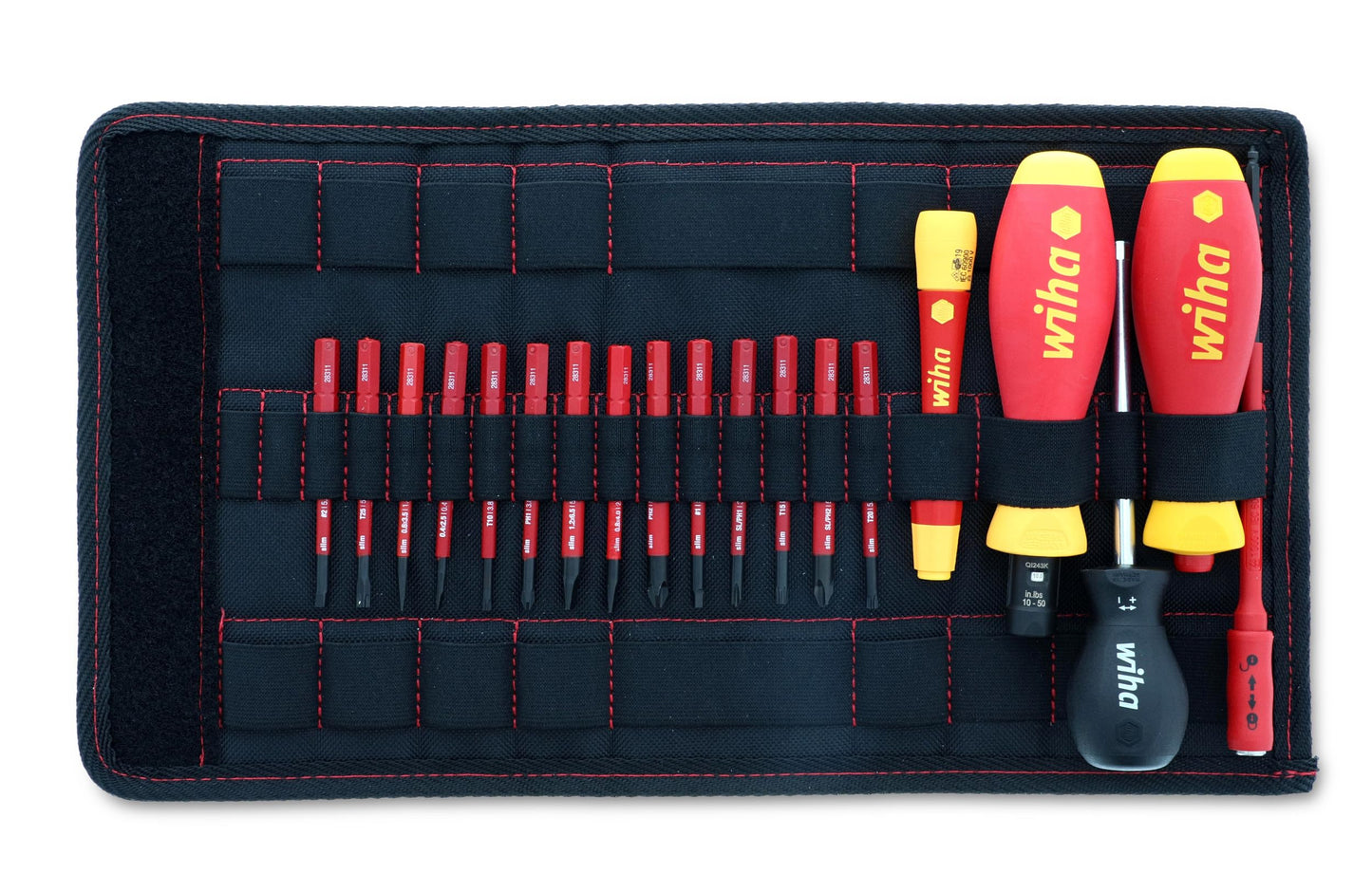 Wiha 28781 Insulated TorqueVario-S & SlimLine Blade Set, 20 Piece, 10每50 In/Lbs, SoftFinish Handle, Canvas Pouch