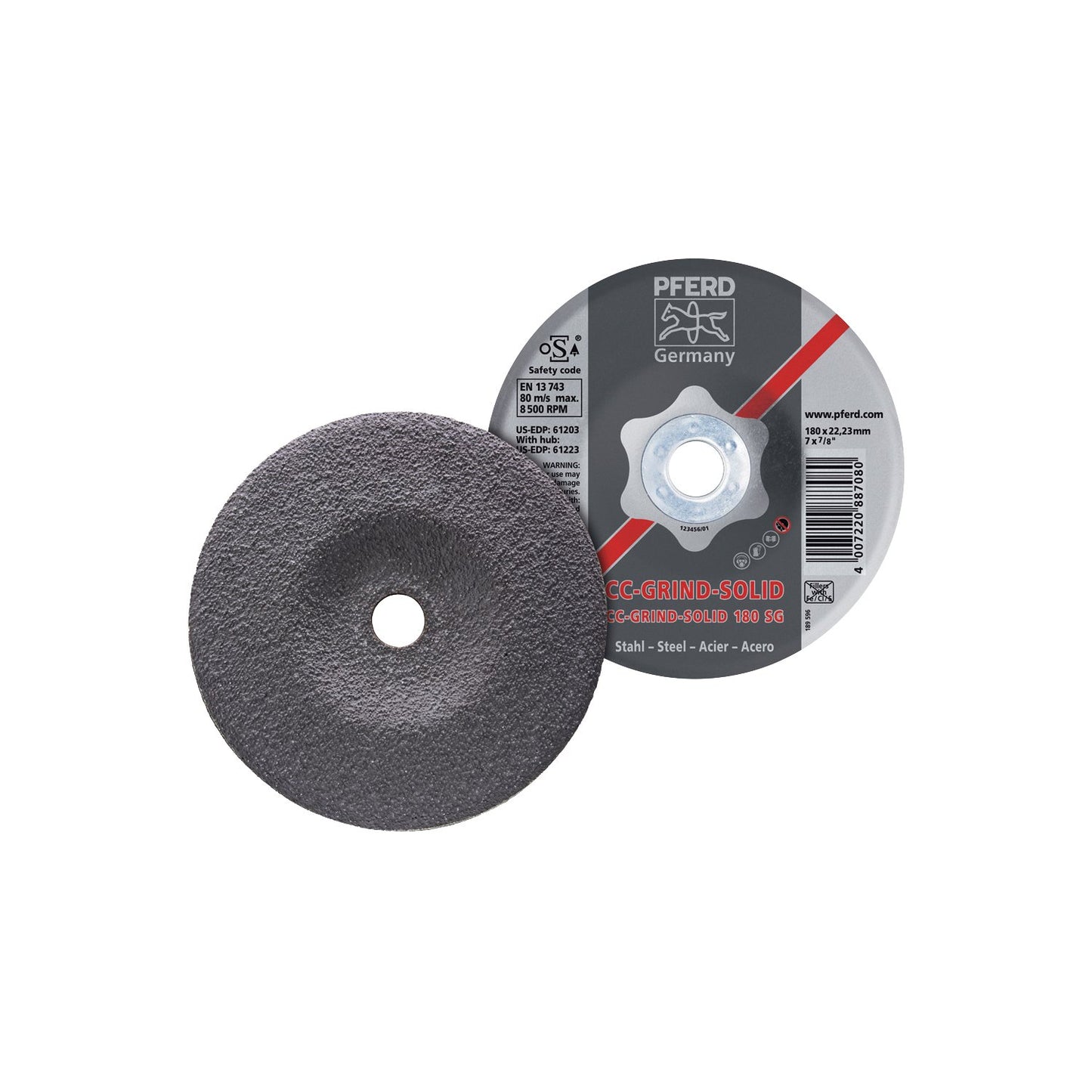 Pferd 61200 CC Grind Solid Steel Grinding Wheels, 4 1/2" x 7/8"